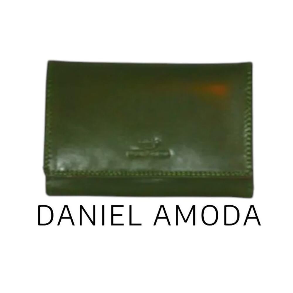 Daniel Amoda Vera Pelle Olive Green Tri-Fold Wallet- Like New